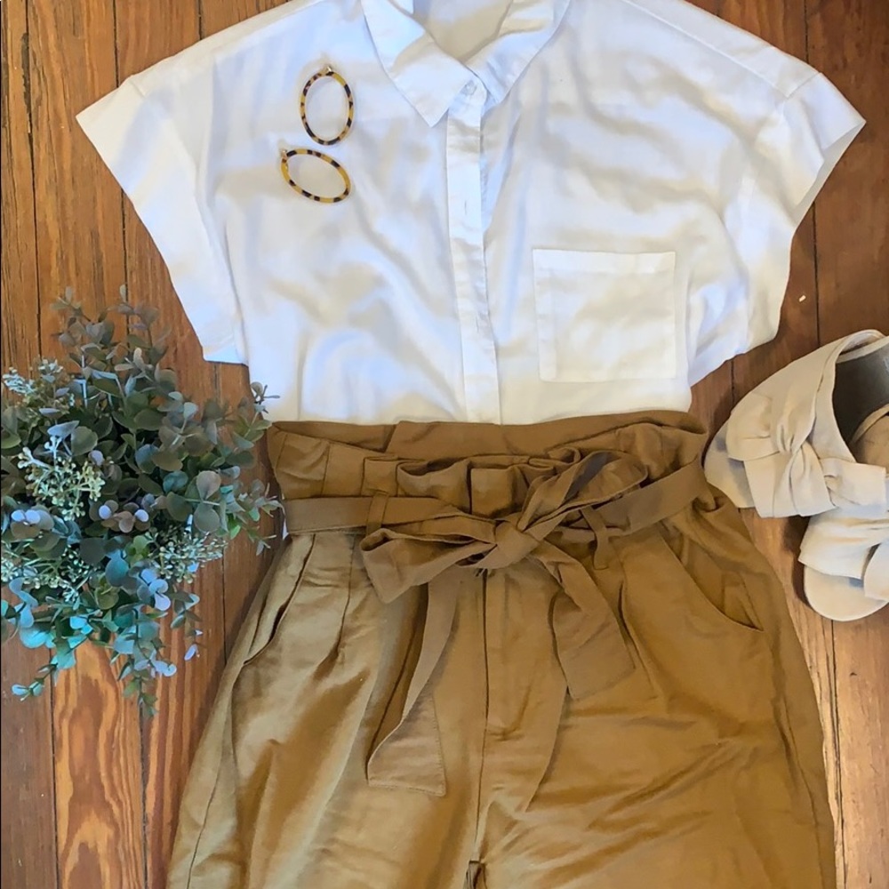 Tan Paperbag Pants